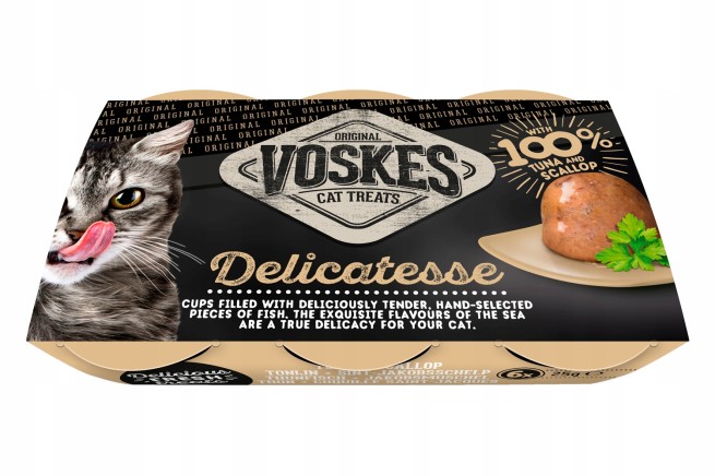 VOSKES JELLY CUPS TUNA SCALLOP 6X25G /KUBKI GALARETKI Z TUŃCZYKIEM I PRZEGRZEBKAMI (1)