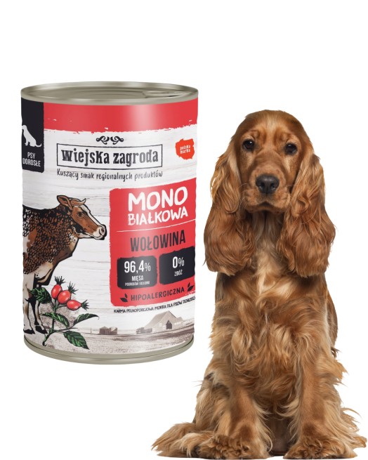 Mokra karma dla psów Wiejska Zagroda bezzbożowa monobiałkowa wołowina 400 g (1)