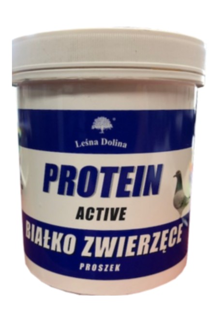 Protein Active to wysokiej jakości białko zwierzęce dla gołębi. Wspiera regenerację po lotach, budowę mięśni oraz prawidłowy rozwój młodych w okresie rozpłodu i pierzenia. (1)
