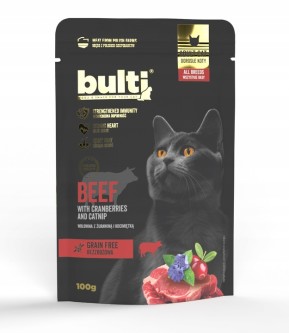 Obrazek dla: Karma mokra dla kota BULTI Superfood wołowina z żurawiną i kocimiętką