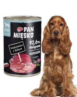 Obrazek dla: Mokra karma dla psa Pan Mięsko wieprzowina z dzikiem 400g