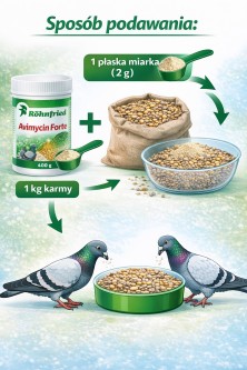 Obrazek 2 dla: Rohnfried Avimycin Forte dla gołębi 400G (Wsparcie metaboliczne)