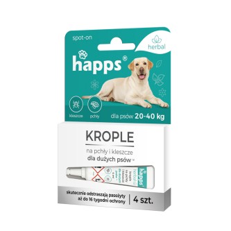 Obrazek dla: Happs Herbal krople na pchły i kleszcze dla dużych psów 2040kg